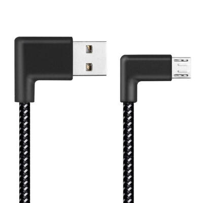 

2M Portable Double Elbow USB Data Cable 90 Degree Nylon Braided Fast Charging Line For Android