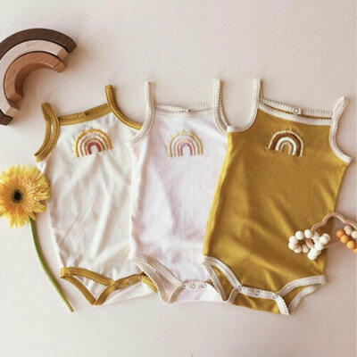 

AU Infant Baby Girl Kid Rainbow Sling Jumpsuit Rompers Outfit Clothes 0-24M Tops