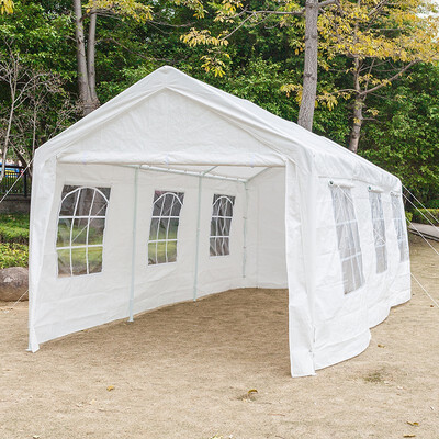 

10x20 Carport Car Canopy Patio Portable Tent Car Shelter wWindows White