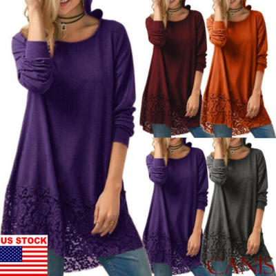 

Sexy Womens Plus Size Long T-shirt Ladies Casual Party Mini Dress Blouse Tops US