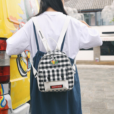 

Bag ins wind shoulder bag female 2019 new fashion trend plaid backpack Korean version of the simple Sen student bag