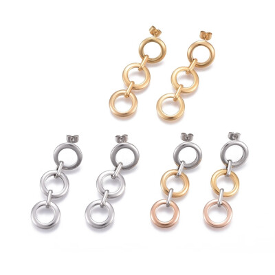 

304 Stainless Steel Ear Studs Ring with Ring Mixed Color 49mm Pin 07mm