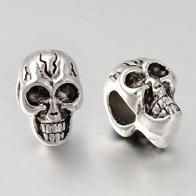 

Skull Alloy European Beads Large Hole Beads Antique Silver 12x8x9mm Hole 5mm