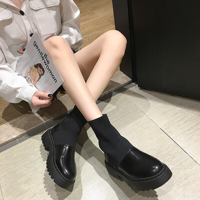 

Leisure Martin Boots New British Style Autumn European&American Fashion Thick-soled Socks&Boots Simple Shoes