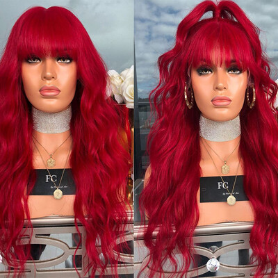 

〖Follure〗Womens Fashion Wig Red Synthetic Hair Long Wigs Wave Curly Wig