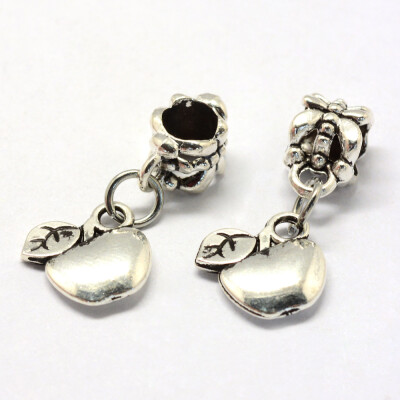 

Alloy European Dangle Beads Tibetan Style Large Hole Pendants Apple Antique Silver 23mm Hole 5mm