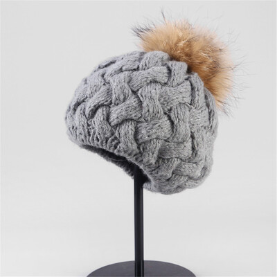 

Tailored Fashion Women Winter Knit Hat Foxes Ball Collar Set Thick Warm Solid Earmuff Hat