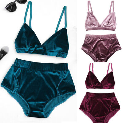 

UK Womens Velvet Bikini Set Padded Bandage Swimsuit Beach Bathing Swimwear Bra