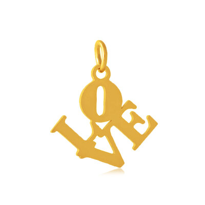 

304 Stainless Steel Pendants Word Love Golden 16x16x1mm Hole 3mm