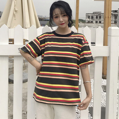 

Womens Casual O Neck Striped Short Sleeve Loose T-Shirt