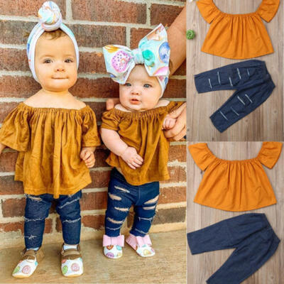 

Toddler Kids Baby Girl Tops SkirtsStriped Wide Leg Pants Outfits Clothes Summer
