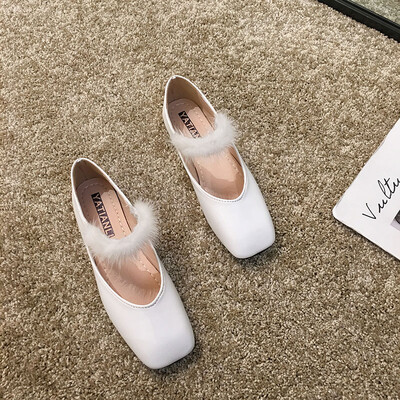 

Flat shoes womens summer Korean version of Mao Mao shallow mouth square head pouring shoes small fresh Joker grandma shoes tide