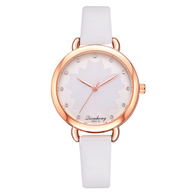

Trendy printed quartz watch casual simple rhinestone scale time ladies watch
