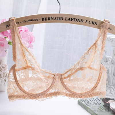 

New Sexy Women Lace Gauze Bra Push Up 34 Cup Hook-and- Eye Breathable Ultra-thin bra Lingerie Underwear