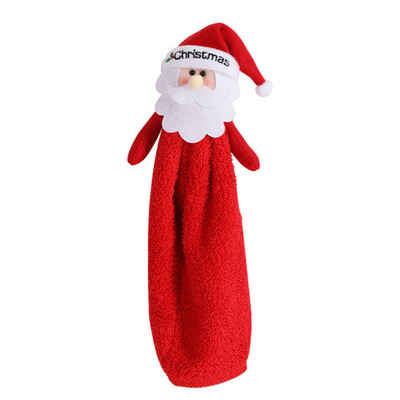 

1 Pcs Santa Claus Snowman Embroidered Hand Towel Christmas Toilet Hanging Decor