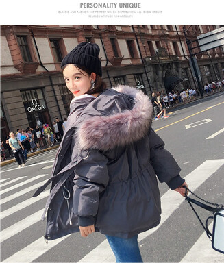 

Winter 2018 down jacket female big wool collar student bread jacket Korean version is thicker cotton clothes down coats