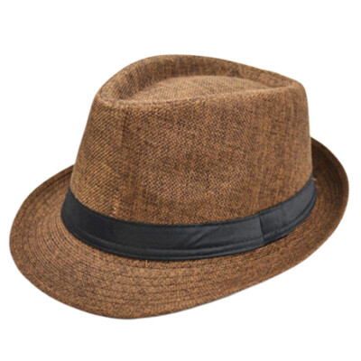 

Unisex Women Men Summer Casual Beach Trilby Hat Wide Brim Panama Hat With Black Ribbon