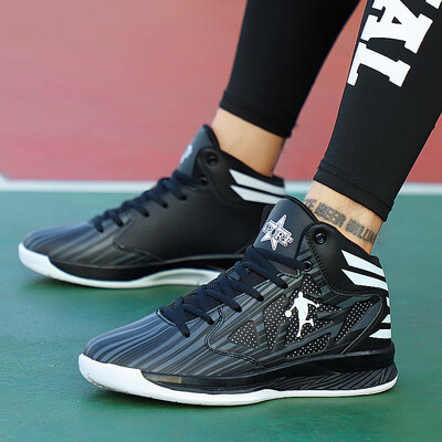

Mens non-slip high-top basketball shoes mens shock-absorbing boots sneakers