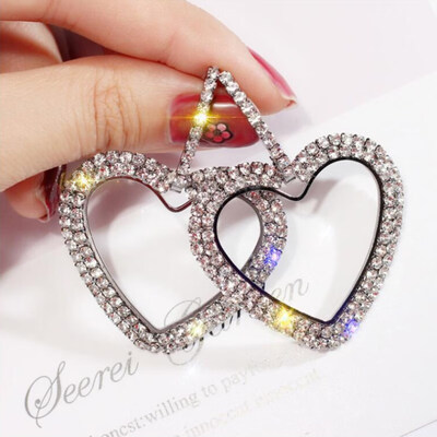 

EK491 New Fashion Elegant Bling Crystal Earrings for Women High Quality LOVE Hollow Heart Earring Jewelry Wedding Party Earrings