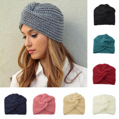 

Womens Turban Hat Knitted Cap Spring Winter Headwrap Beanie Crochet Headband UK