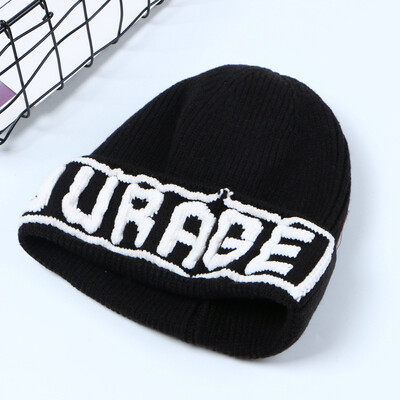 

New autumn&winter letter solid wool cap male&female warm hat simple edge all-in-one casual knitted cap