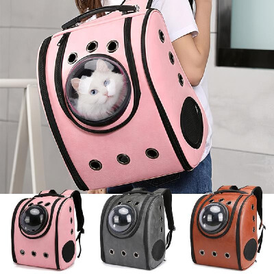 

Pet Carrier Backpack Space Capsule Dog Carrier PU Leather Transparent Cover Pet Backpack for Outdoors Hiking Camping