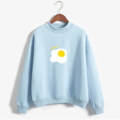 

Starmoon Women O-Neck Solid Color Poached Egg Pattern Long Sleeve Plus Velvet Sweatshirt