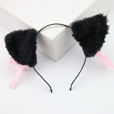

Halloween Cat Ears Hair Accessories Long Fur Headwear Party Christmas Costume Girls Women Headband Charm