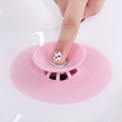 

Kitchen push-type deodorant closed bouncing silicone floor drain bathroom anti-clogging plastic sink filter ground leak plug gray