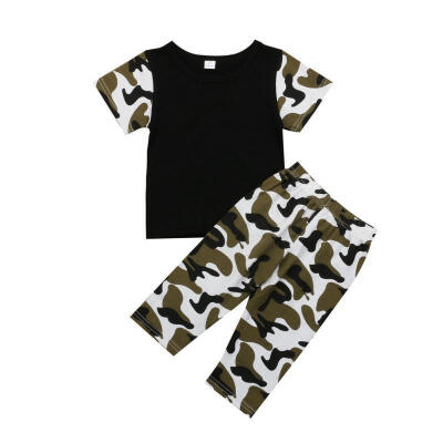 

2Pcs Toddler Kid Baby Boy Summer Clothes T-shirt TopsCargo Pants Outfits Set
