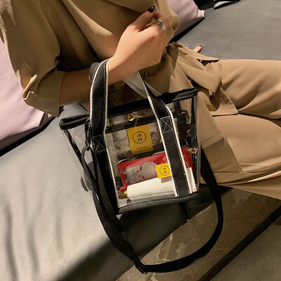 

Ins super fire bag 2019 new Korean fashion jelly bag fairy handbag transparent shoulder Messenger bag