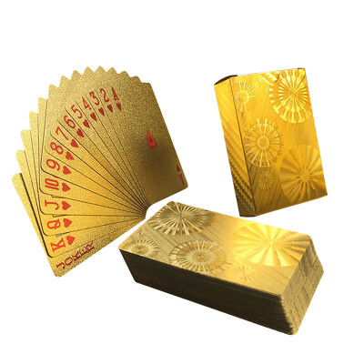 

1 SET Golden Foil Plated Normal Playing Cards Poker 52 Cards 2 Jokers Special Unusual Birthday Gift Poker