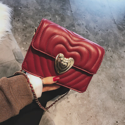 

Ins Super Fire Chain Bag Female 2019 New Korean Girls Fashion Love Lock Small Square Bag Single Shoulder Messenger Bag