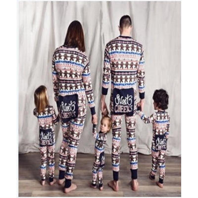 

Christmas Family Matching Women Men Kids Pajamas Xmas Bear Sweet Cheek Sleepwear Jumpsuit