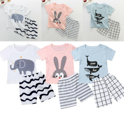 

Kids Baby Boy Summer Clothes Short Sleeve T-shirt Tops Striped Shorts Pants 2PCS