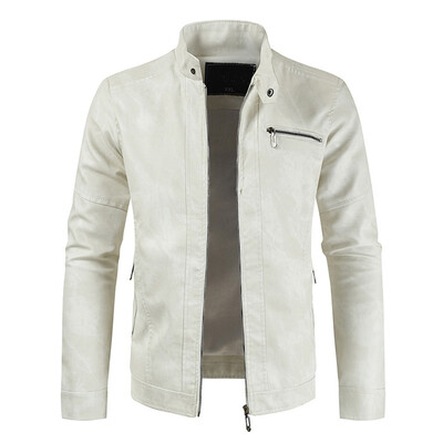 

Toponeto Men Winter Casual Leather Jacket Zipper Long Sleeve Coat Top Blouses