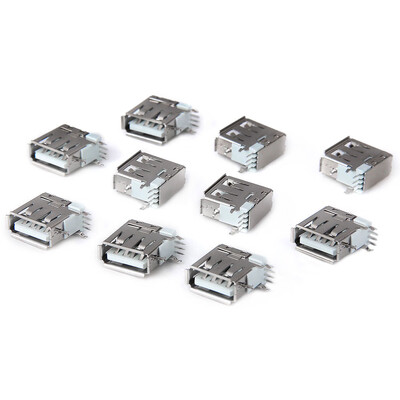 

Multifunctional 4Pin AM USB Female 90 Degree Side Inserted Plugs DC 30V 15A for Electronic DIY - 10PCS