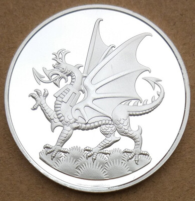 

38mm Y Ddraig Goch Ich Dien The Prince Of Wales Souvenir Coin Medal silver Plated UK The Untied Kindom
