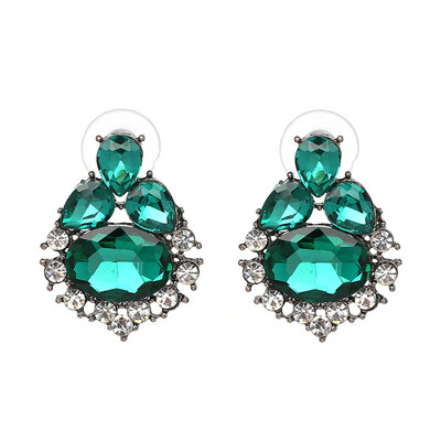 

JURAN 2019 New Arrival Fashion Statement Jewelry Crystal Opal Stone Stud Earrings Women Elegant Earrings Wholesale J50062