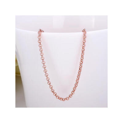 

18K Rose Gold Plated Tin Alloy Rolo Chain Necklace Making with Lobster Claw Clasps 18" Link 2x04mm