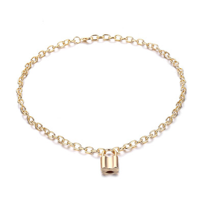 

Gothic Women Jewelry Delicate PadLock Pendant Necklace New Design Punk Rock Statement Choker Necklace Thick Chain Lock Necklace