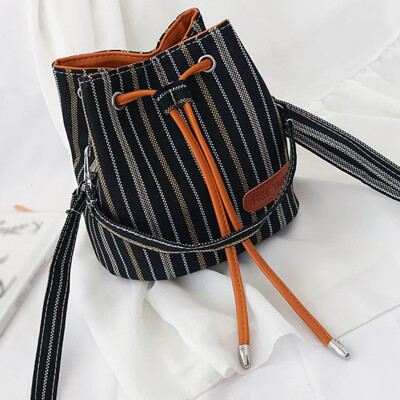 

Tailored Womens Fashion Bucket Bag Striped Shoulder Bag Wild Messenger Bag Casual