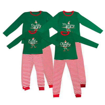 

Elf Pyjamas Christmas Family Matching PJs Set Dad Mum Cheeky Little Nightwear UK