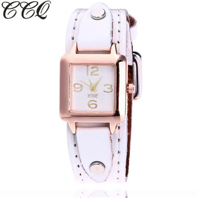 

CCQ Brand Leather Watch Men Women Wristwatch Quartz montre femme marque Times New Roman Clock Ladies Gift Hot Selling 533