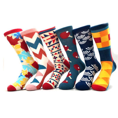 

Happy Socks Mens Socks High Quality Combed Cotton Long Colored Crew Novelty Socks Random Color 6 Pairs 40-46 Size
