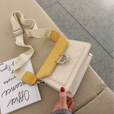 

Small square bag new 2019 tide Korean Joker Messenger bag Joker ins texture wide shoulder strap shoulder bag