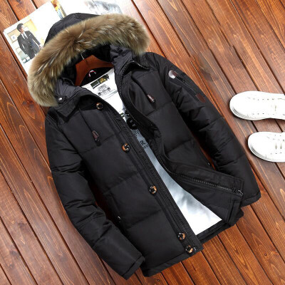 

Mens Down Jacket Fur Collar Mens Jacket Long Winter Mens Warm Jacket Slim Fit