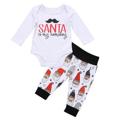 

Newborn Toddler Baby Boys Santa Tops Romper Pants Home Outfits Set Clothes 0-18M