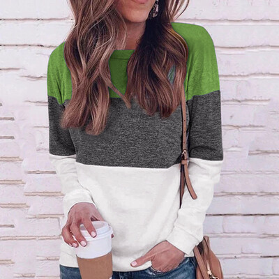 

Tailored Womens Long Sleeve O-Neck Patchwork Print Hoodie Sweatshirt Top Blouse