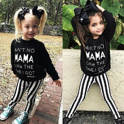 

Toddle Kid Baby Girls Long Sleeve Tops Striped Pants Leggings Clothes Outfit Set